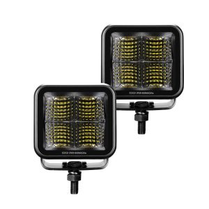 Go Rhino750200321FCS - Blackout Series Lights - Pair of 2x2 Cube LED Flood Light Kit -  Black