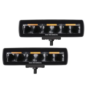Go Rhino750600622SBS - Blackout Combo Series Lights - Pair of Sixline LED Spot Lights With Amber Accent -  Black