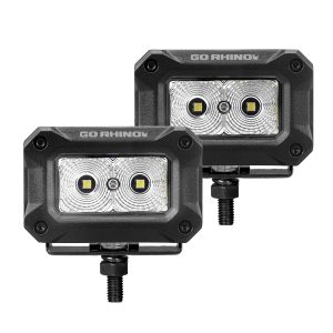 Go Rhino751003023FBS - Bright Series Lights - Pair of 3x2 Rectangle LED Flood Light Kit -  Black