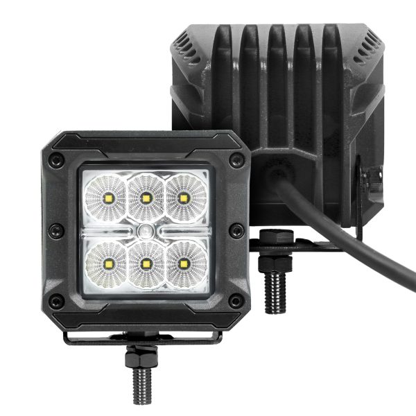 Go Rhino751803023FCS - Bright Series Lights - Pair of 3x3 Cube LED Flood Light Kit -  Black