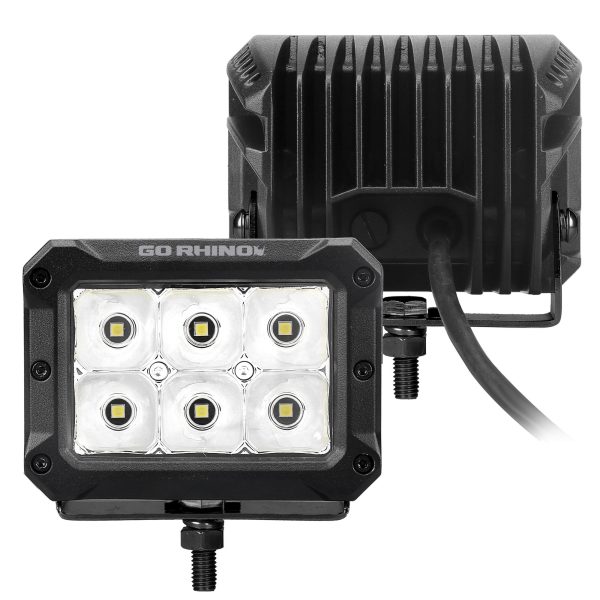 Go Rhino753003023SBS - Bright Series Lights - Pair of 4x3 Rectangle LED Spot Light Kit -  Black