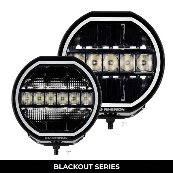 Go Rhino751440911CRS - Blackout Series Lights - 9" Maxline LED Hi/Low Beam W/Multi Daytime Running Light -  Black
