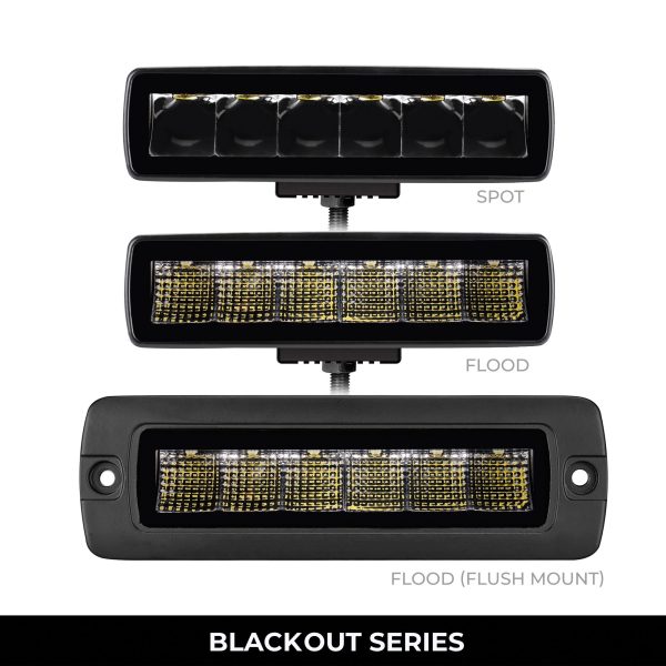 Go Rhino750300621FBS - Blackout Series Lights - Pair of Sixline LED Flood Light Kit -  Black