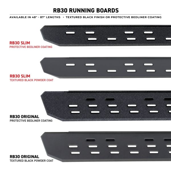 Go Rhino 6963688020PC - RB30 Running Boards with Mounting Brackets & 2 Pairs of Drops Steps Kit - Textured Black