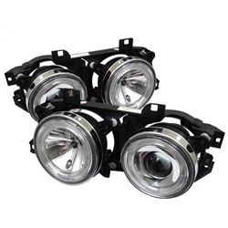 (Spyder) - Projector Headlights - LED Halo - Chrome - High H1 (Included) - Low H1 (Included)
