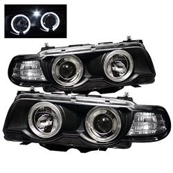 (Spyder) - Projector Headlights 1PC - Xenon/HID Model Only ( Not Compatible With Halogen Model ) - LED Halo - Black - High H1 - Low D2S (Not Included)