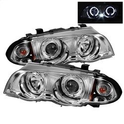 (Spyder) - 4DR Projector Headlights 1PC - LED Halo - Amber Reflector - Chrome - High H1 (Included) - Low H1 (Included)