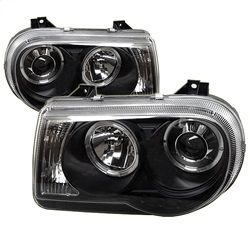 (Spyder) - Projector Headlights - LED Halo - LED ( Replaceable LEDs ) - Black - High H1 (Included) - Low 9006 (Not Included)